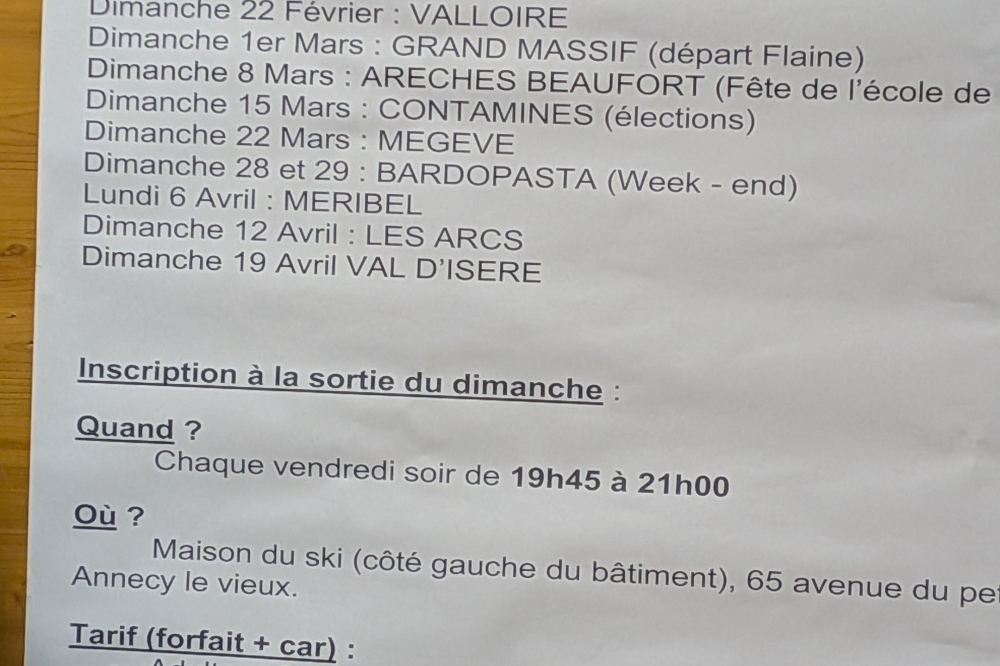 Calendrier 2025/2026