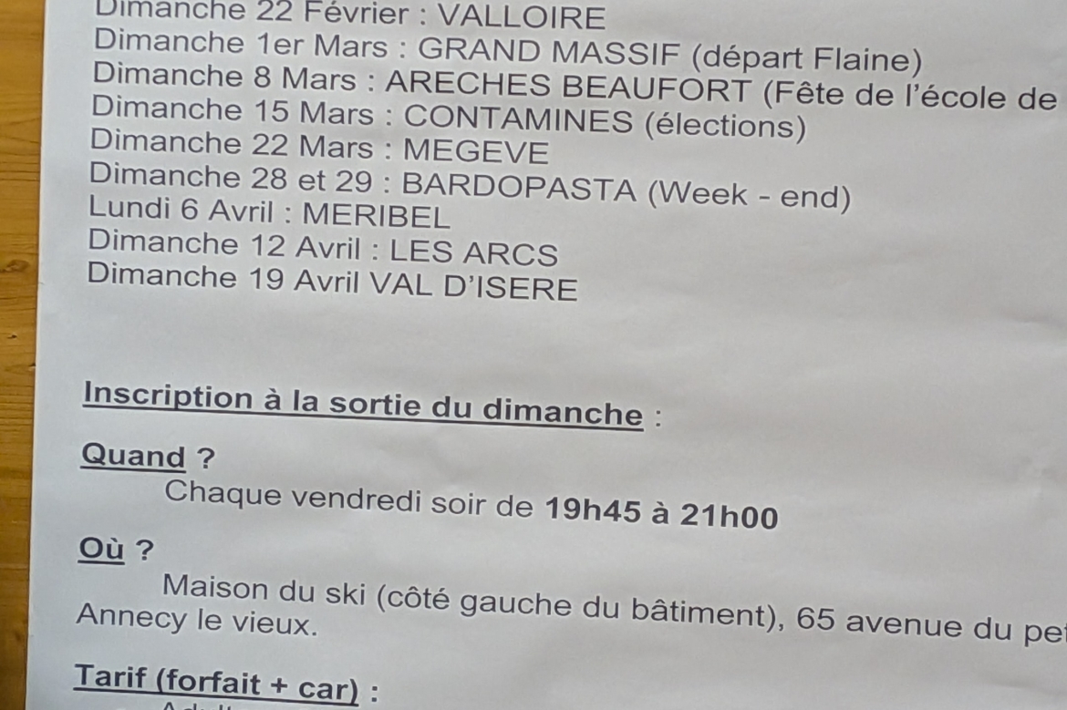 Calendrier 2025/2026